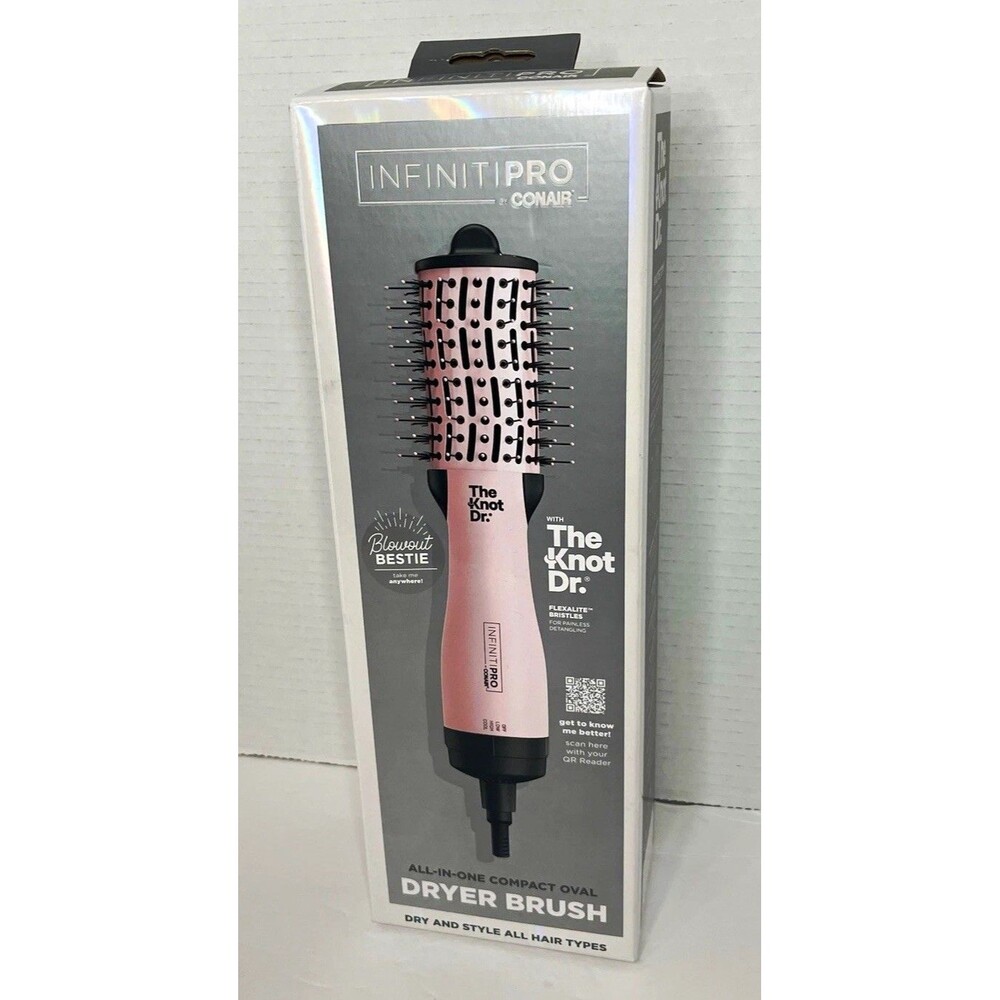 Conair InfinitiPRO The Knot Dr Compact Oval Dryer Brush, Adjustable Heat, Pink